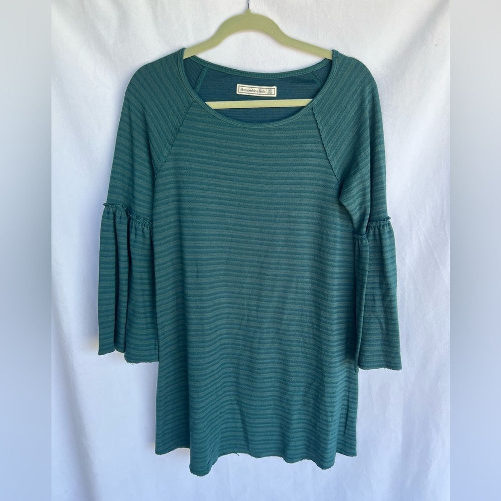 Abercrombie and Fitch Fall Dress with Bell Sleeves Blue Green size M